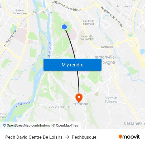 Pech David Centre De Loisirs to Pechbusque map