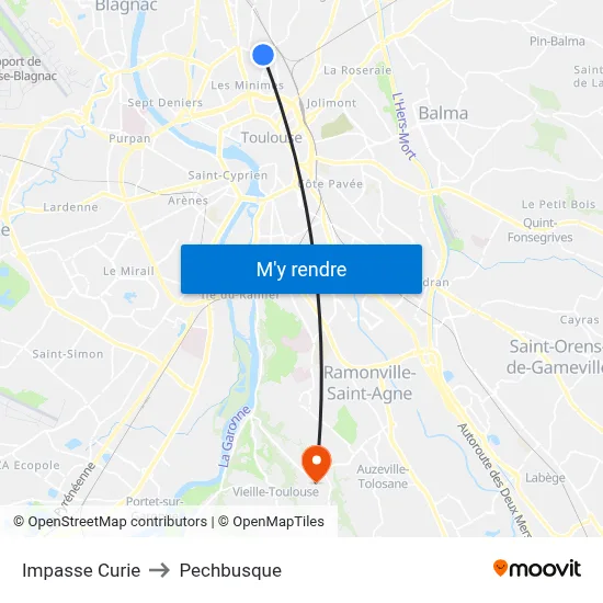 Impasse Curie to Pechbusque map