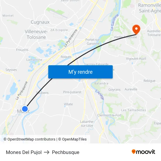 Mones Del Pujol to Pechbusque map