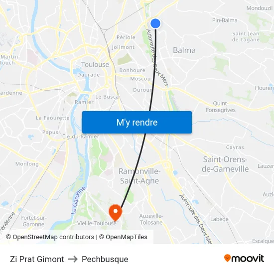 Zi Prat Gimont to Pechbusque map