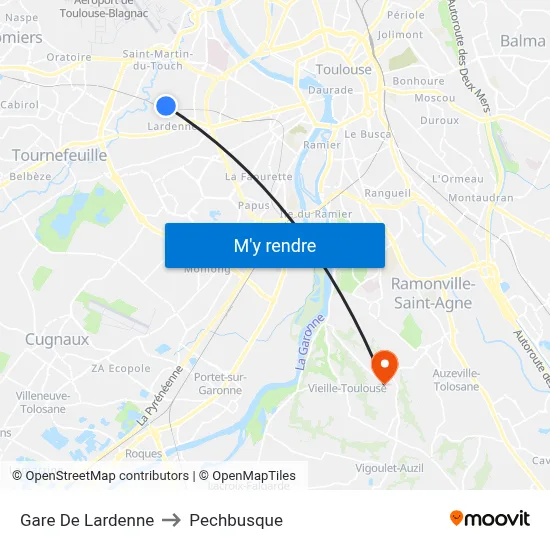 Gare De Lardenne to Pechbusque map