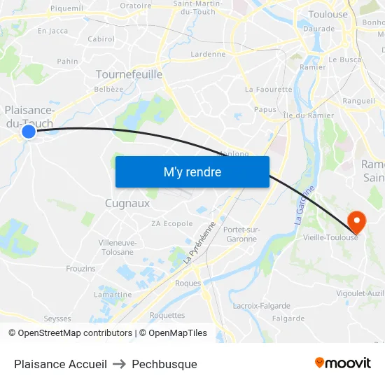 Plaisance Accueil to Pechbusque map