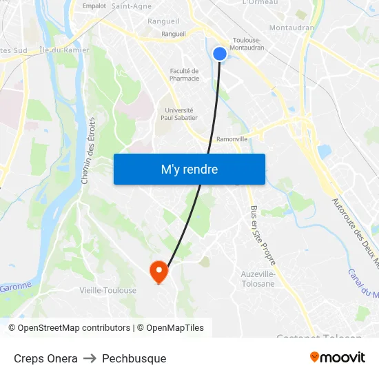 Creps  Onera to Pechbusque map