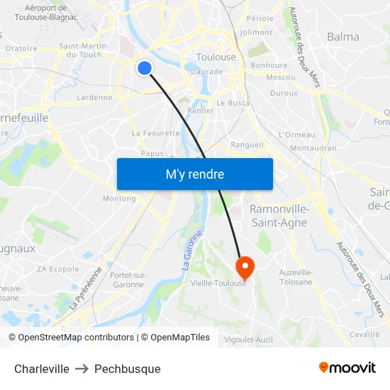 Charleville to Pechbusque map