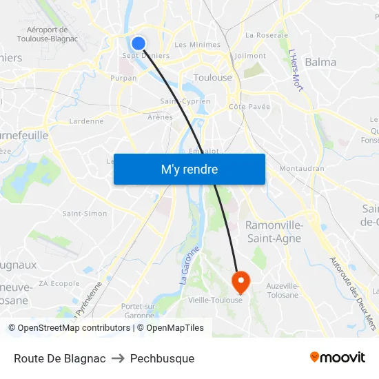 Route De Blagnac to Pechbusque map