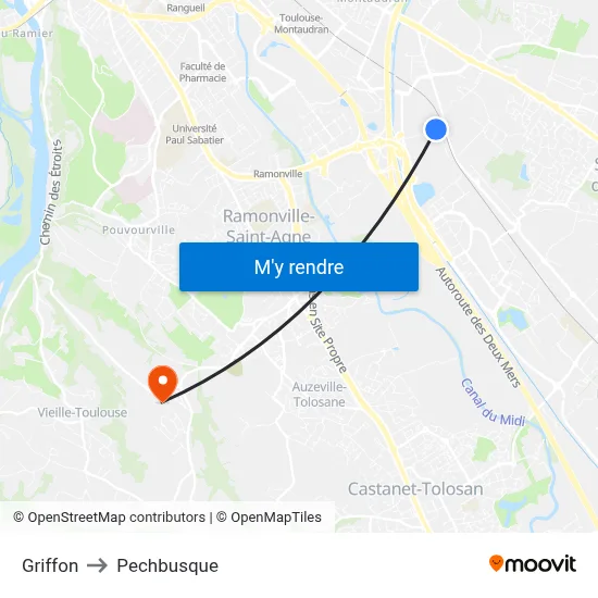 Griffon to Pechbusque map