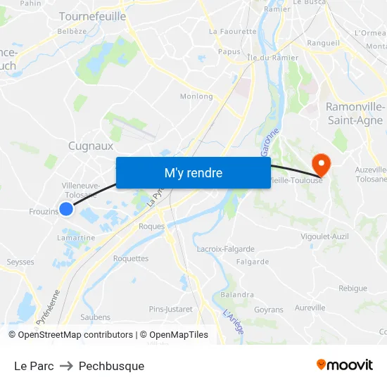 Le Parc to Pechbusque map