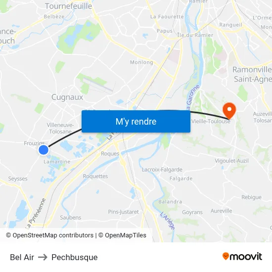 Bel Air to Pechbusque map