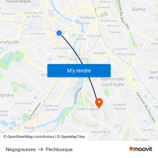 Négogousses to Pechbusque map