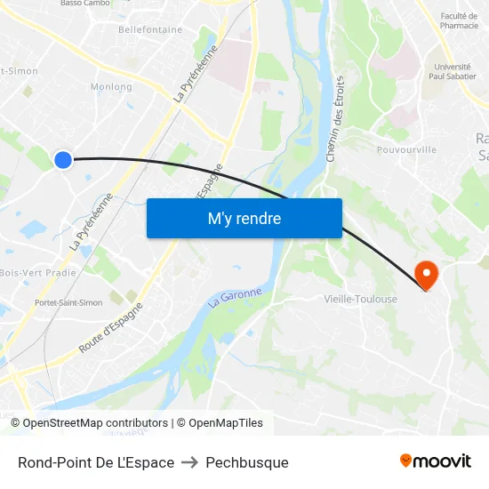 Rond-Point De L'Espace to Pechbusque map