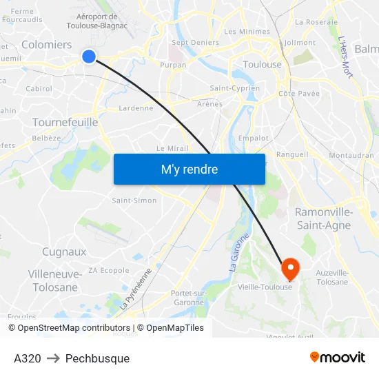 A320 to Pechbusque map