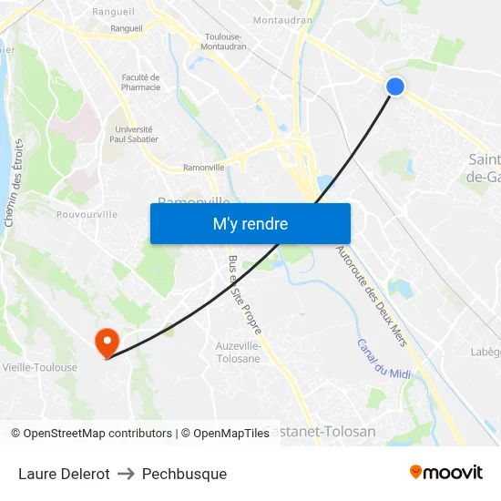 Laure Delerot to Pechbusque map