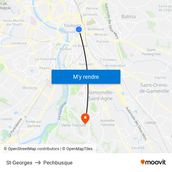 St-Georges to Pechbusque map