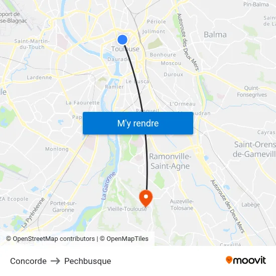 Concorde to Pechbusque map