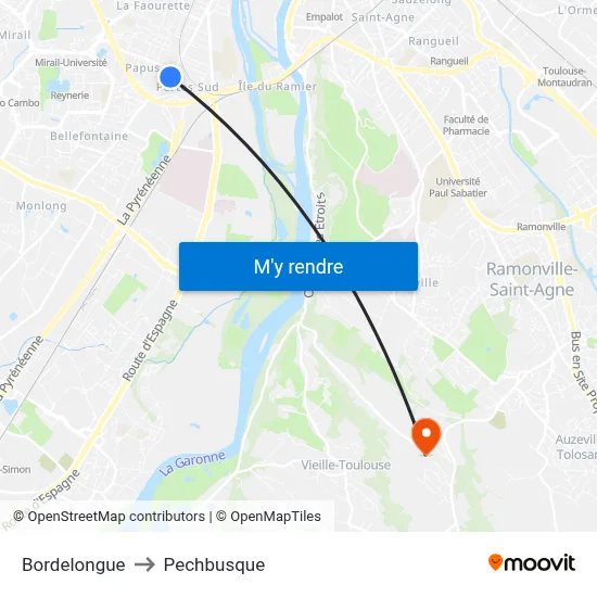 Bordelongue to Pechbusque map