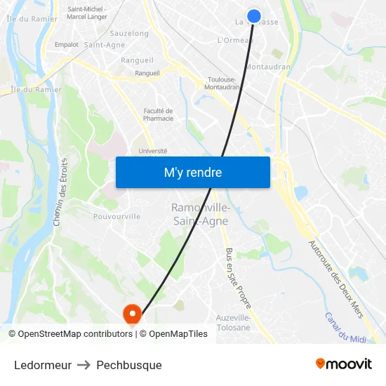 Ledormeur to Pechbusque map