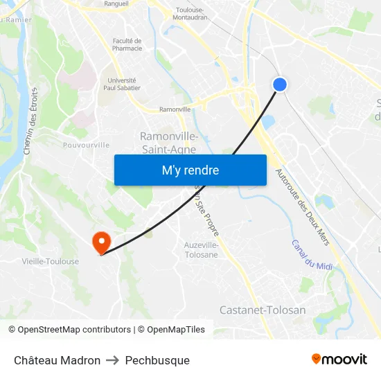 Château Madron to Pechbusque map