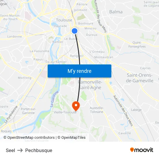 Seel to Pechbusque map