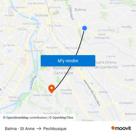 Balma - St Anne to Pechbusque map