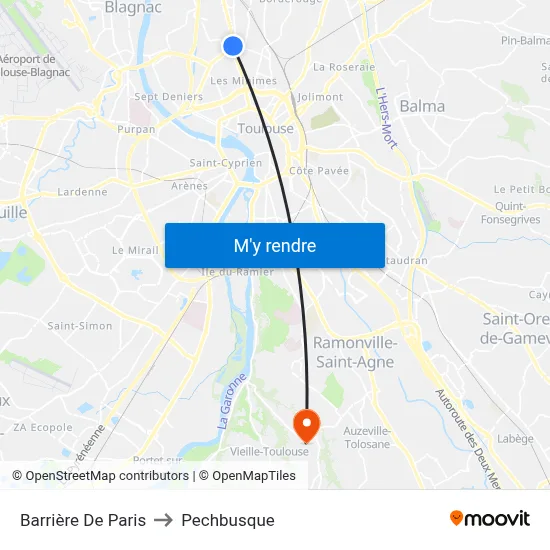 Barrière De Paris to Pechbusque map
