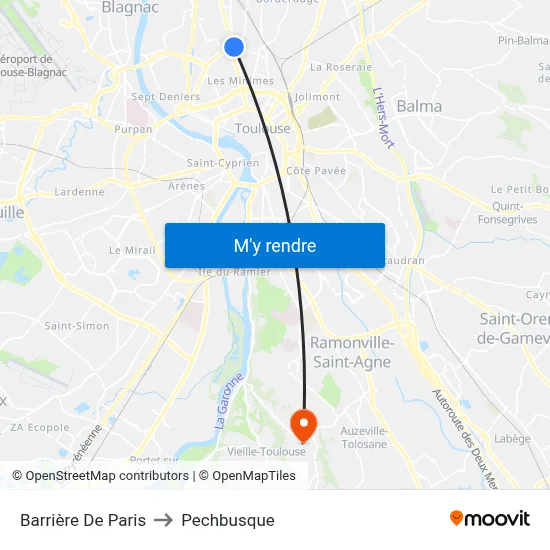 Barrière De Paris to Pechbusque map
