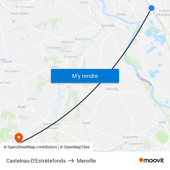 Castelnau-D'Estrétefonds to Menville map