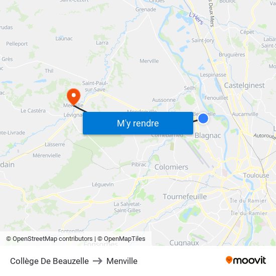 Collège De Beauzelle to Menville map