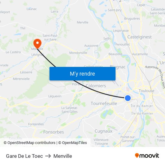 Gare De Le Toec to Menville map