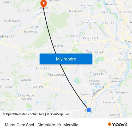 Muret Gare Sncf - Cimetière to Menville map