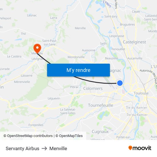 Servanty Airbus to Menville map