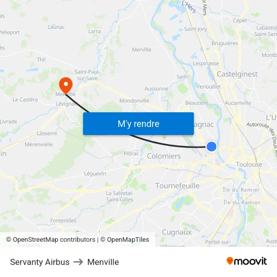 Servanty Airbus to Menville map