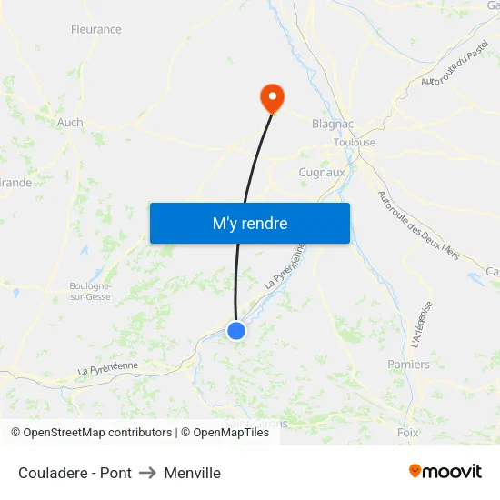 Couladere - Pont to Menville map