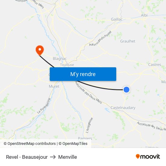 Revel - Beausejour to Menville map