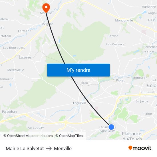 Mairie La Salvetat to Menville map