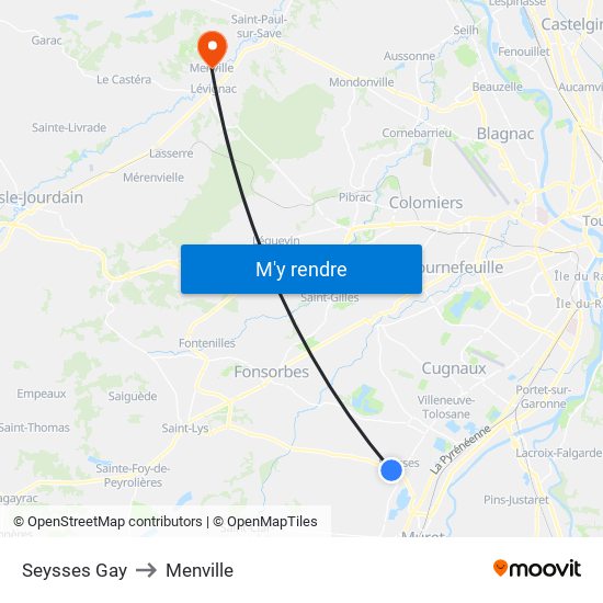 Seysses Gay to Menville map