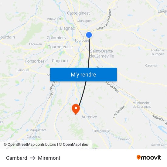 Cambard to Miremont map