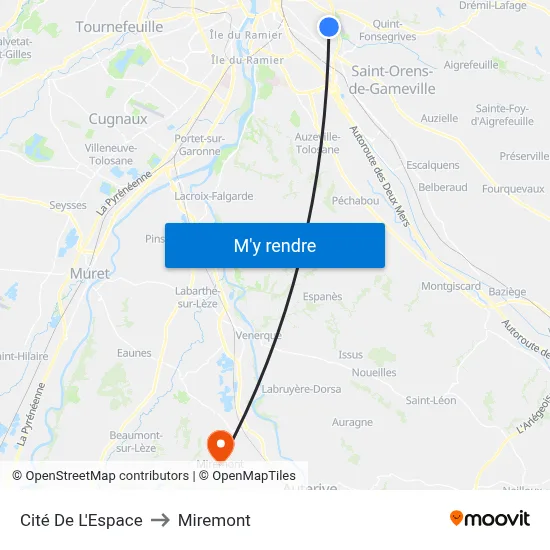 Cité De L'Espace to Miremont map