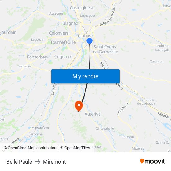 Belle Paule to Miremont map