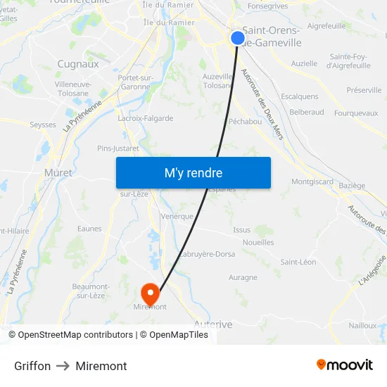 Griffon to Miremont map