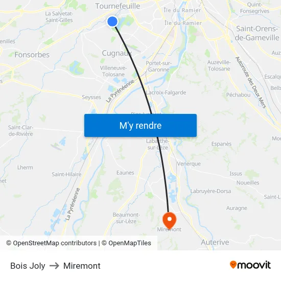 Bois Joly to Miremont map