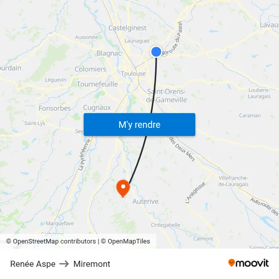 Renée Aspe to Miremont map