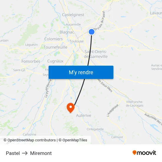 Pastel to Miremont map