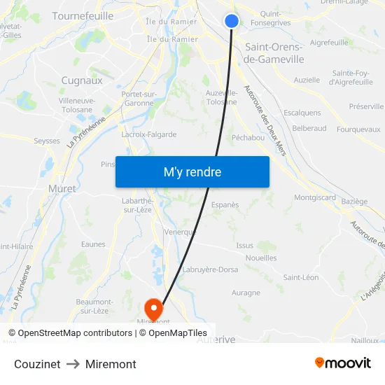 Couzinet to Miremont map