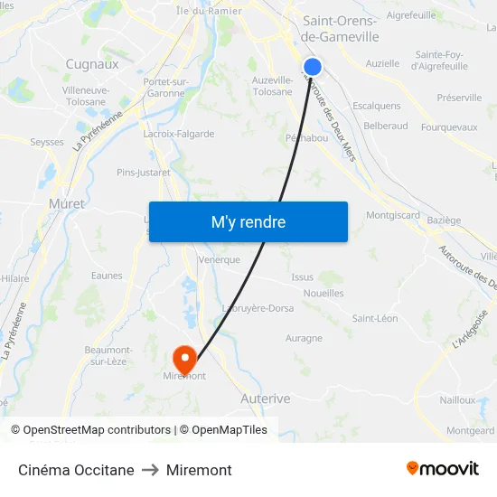 Cinéma Occitane to Miremont map