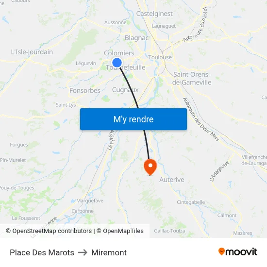 Place Des Marots to Miremont map