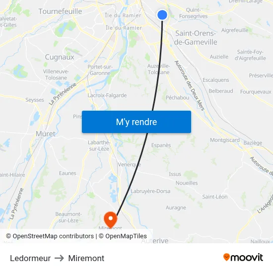 Ledormeur to Miremont map