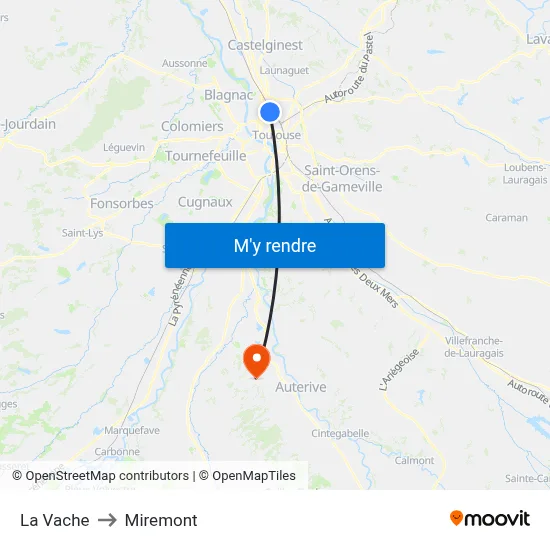 La Vache to Miremont map