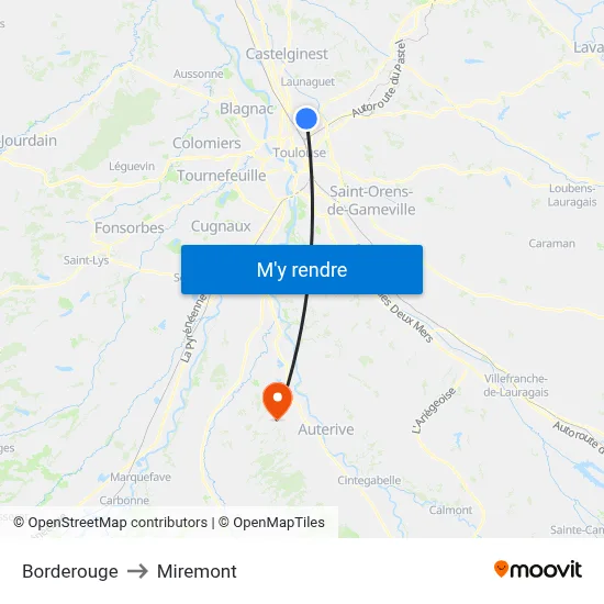 Borderouge to Miremont map