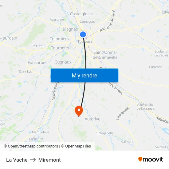 La Vache to Miremont map