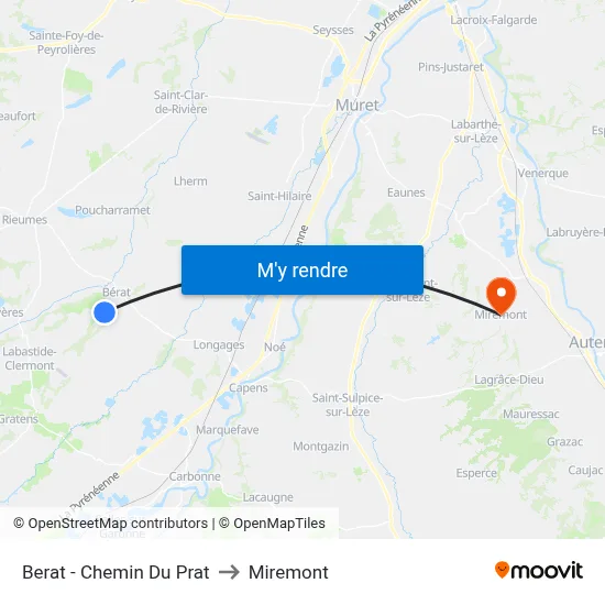 Berat - Chemin Du Prat to Miremont map